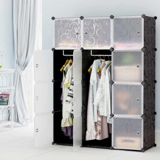 収納ボックス クローゼット ハンガーラック フタ付き 12個セット おしゃれ 組み立て式 12扉 DIY 収納家具 衣類収納 ワードローブ 収納ケース プラスチック 収納棚 耐久性 大容量 洋服 衣類 雑貨 収納 防水 防塵 カラーボックス 母の日ギフト_2