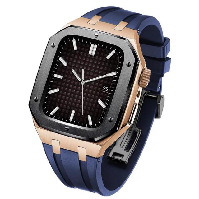 apple watch アップルウォッチ バンド ベルト カバー ステンレス ケース 一体型 メンズ series8 7 6 SE 5 4 用 44mm 45mm スポーツ アウトドア ビジネス 保護 堅牢 頑丈 耐衝撃 保護カバー 高級ベルト ケースバンド 装着簡単 おしゃれ 腕時計 ケース 送料無料_4