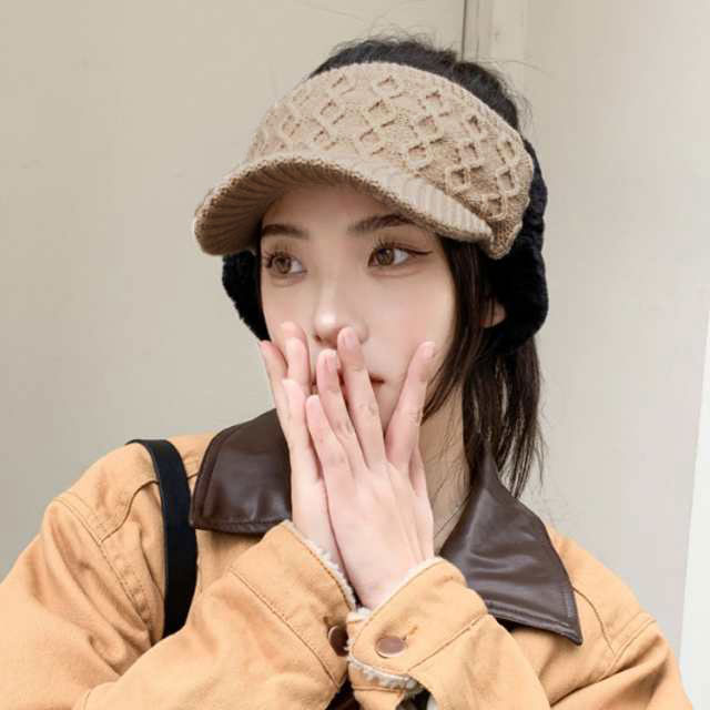 ゴルフウェア レディース サイクリング 帽子 耳当て付き ニット