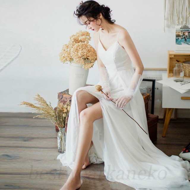 白 結婚式ドレス 二次会ドレス 撮影 海外挙式 ホワイトドレス シンプル