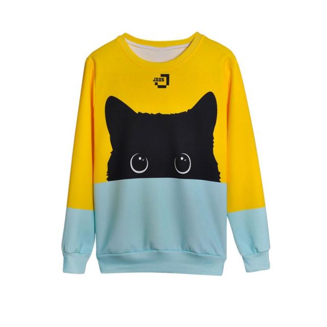 パーカー レディース 長袖 プルオーバー トレーナー スウェット ロンT ロングTシャツ 猫プリント 欧米風 トップス 可愛い 切り替えカラー 春 プルオーバー レディース パーカー 猫プリント ロンT トレーナー