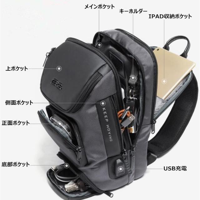 メンズ 旅行 USB ボディバッグ シンプル ボディーバッグ 鞄 かばん 