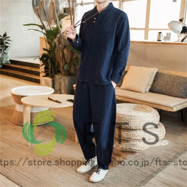 綿麻セットアップメンズ 刺繍スウェットセットアップ ジャージ 半袖シャツ サルエ 綿麻セットアップメンズ 刺繍スウェットセットアップ ジャージ