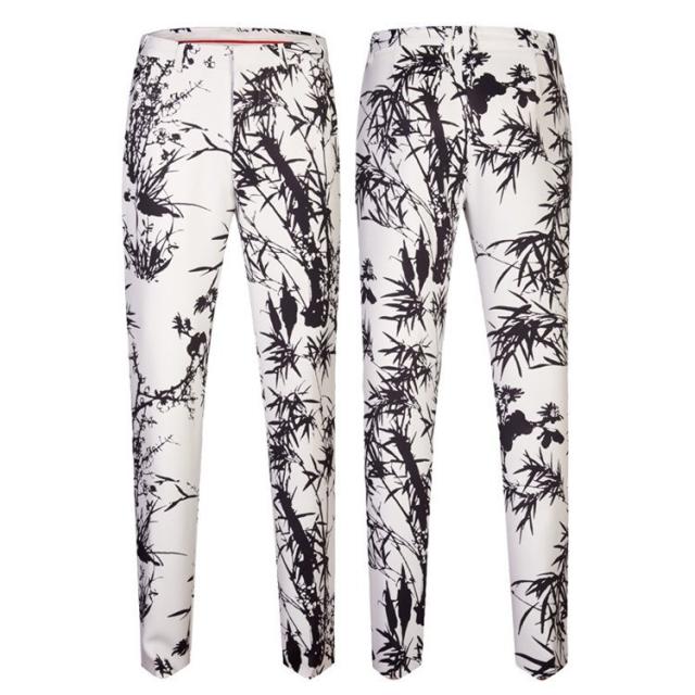 ホワイト 竹柄 メンズスーツ スーツセット 上下セット ホワイトの通販