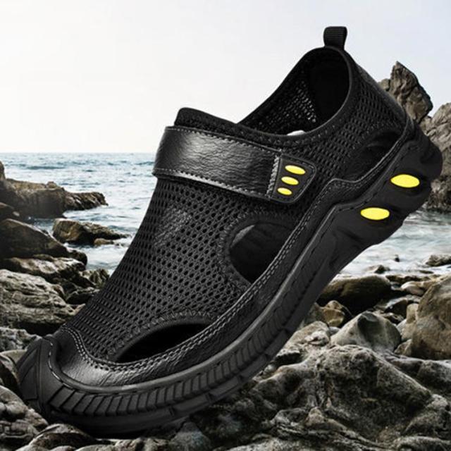 サンダル メンズ アウトドア 靴 スポーティ メッシュ 黒 夏 秋 aimoha｜【shoes365】メッシュ&レザー アウトドアサンダル