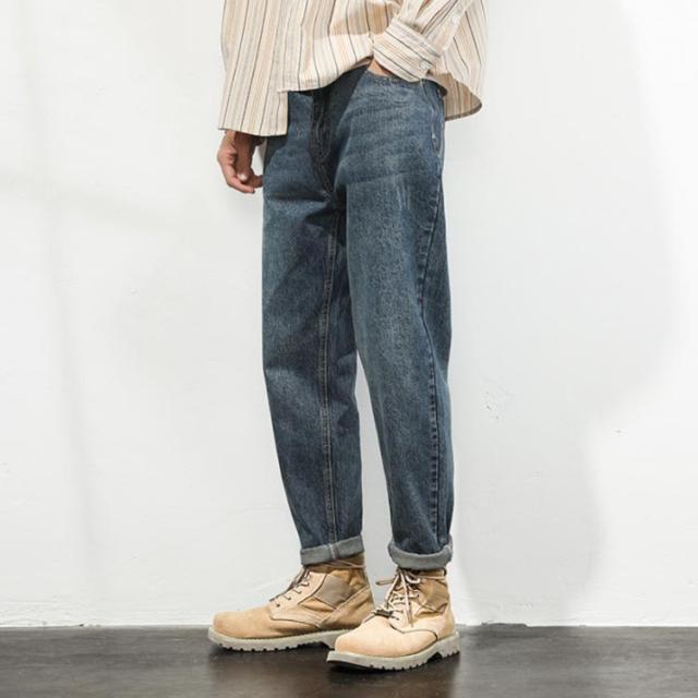 メンズ デニムパンツ ストレート 韓国風 レトロ ジーンズ 全2色 デニムパンツ メンズ 韓国 ジーパン ジーンズ レトロ 白 ワイド