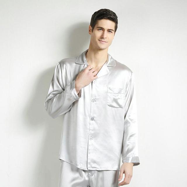 ルームウェア パジャマ 長袖 光沢 シルク100% 天然絹100％ ナイトウェア パジャマ 無地 上下セット 半袖 ロングパンツ トップス 部屋着 襟付き ギフト 長袖 敏感肌 前開き メンズ 高級 リラックスウェア 男性 紳士用 プレゼント 上品 父の日 誕生日 春 パジャマ ルームウェア パジャマ 長袖 光沢 シルク100% 天然絹100％ ナイト