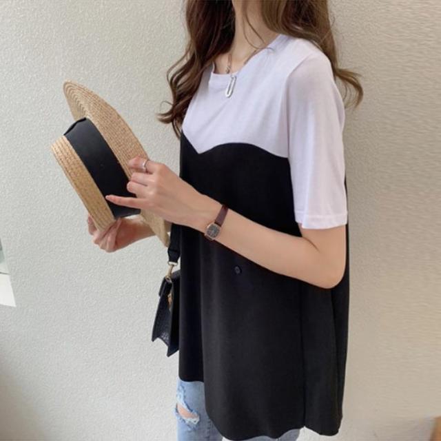 tシャツ ラウンド切替サラっとTシャツ レディース 切り替え ラウンドネック レディース 切り替えTシャツ 重ね着風
