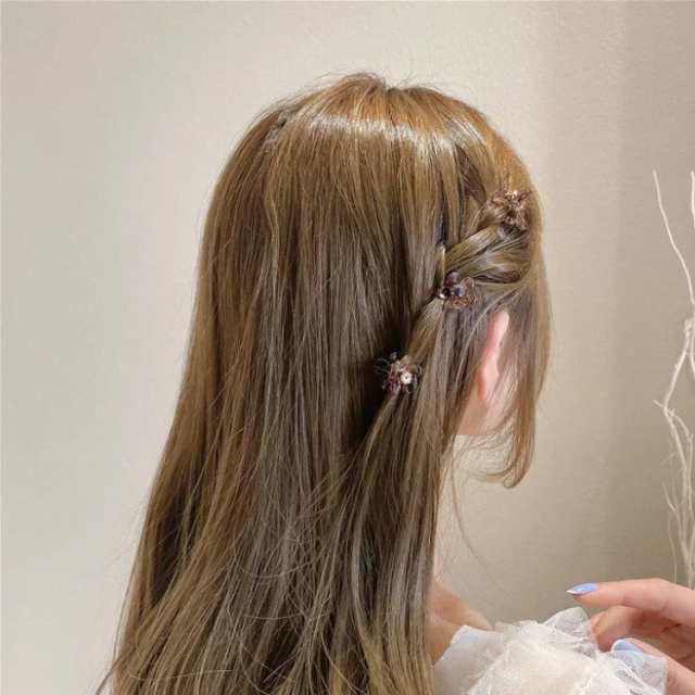 ミニ ヘアピン 花型 ヘアクリップ 女の子 レディース クリップ 髪留め