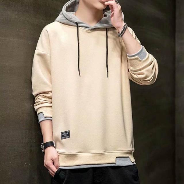 メンズ 無地 おしゃれ パーカー ロゴ ベージュ スウェット 長袖 フード