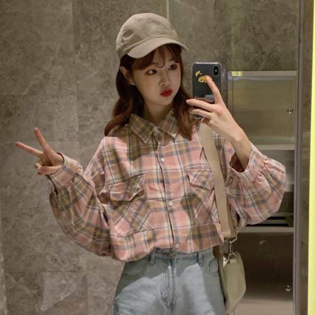 ゆったり レディース チェック柄シャツ 長袖 シャツ ブラウス ゆったり レディース チェック柄シャツ 長袖 シャツ ブラウス