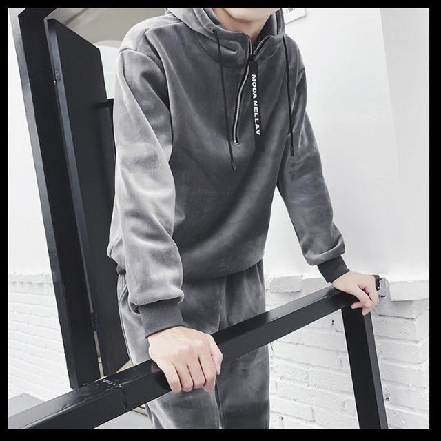 パーカー セットアップ 裏起毛 ベロア メンズ セットアップ 厚手トレーナー スエットセット 長袖 帽子付き スウェット ジャージ上下セット パーカー セットアップ 裏起毛 ベロア メンズ セットアップ 厚手