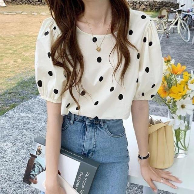 ブラウス レディース 夏 半袖 パフスリーブ レース フリル 透かし彫り シフォンブラウス 韓国chic シャツ Tシャツトップス通勤 着痩せ 新作 ブラウス レディース 夏 半袖 パフスリーブ レース フリル