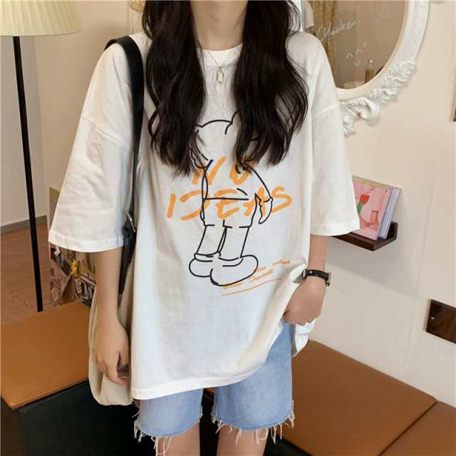 レディース 半袖 ゆるい 原宿系 Tシャツ 夏 韓国ファッション T レディース 半袖 ゆるい 原宿系 Tシャツ 夏 韓国ファッション T