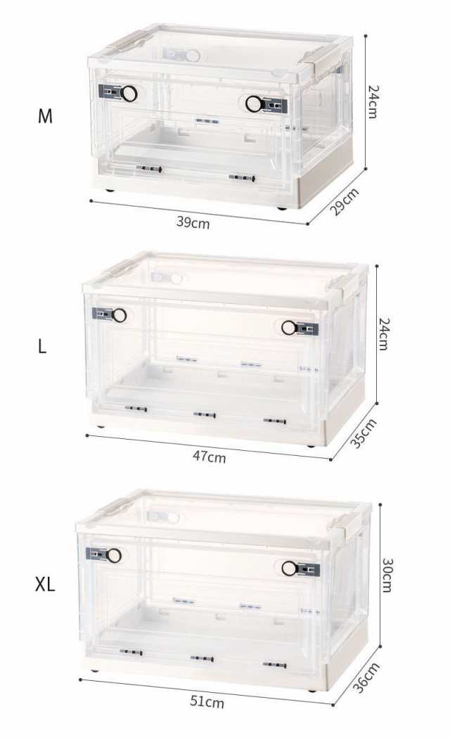 収納ボックス 3個セット 折り畳み 蓋付き 衣類ケース 積み重ね 大容量 ハンドル付き キャスター付き 半透明 収納ケース ボックス 大型 プ