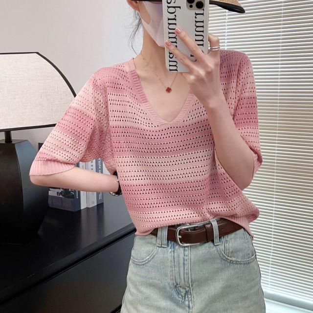 サマー ニット レディース ボーダー トップス Uネック 通気 半袖 伸縮性 着痩せ きれいめ すっきり シャツ ストレッチ クールネック おしゃれ 薄手 柔らか 楽天市場】【1,184円！クーポン利用で】 ニットトップス