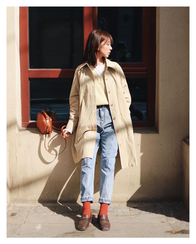 スプリングコート レディース トレンチコート 春 ライトアウター ロング丈 ミディアム レディースコート フォーマル 春アウター 2018春秋新作 spica glow 韓国 フード付きツートンロングトレンチコート トレンチ