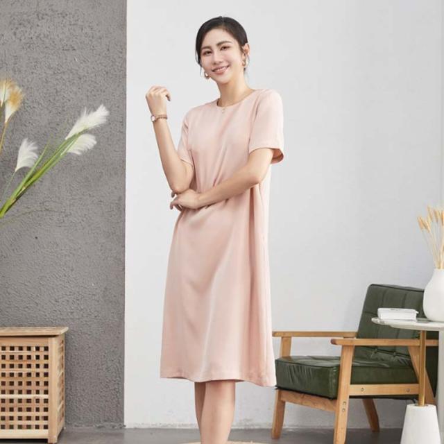 半袖 ワンピース シルク 夏 快適 ストレッチ 半袖ワンピース