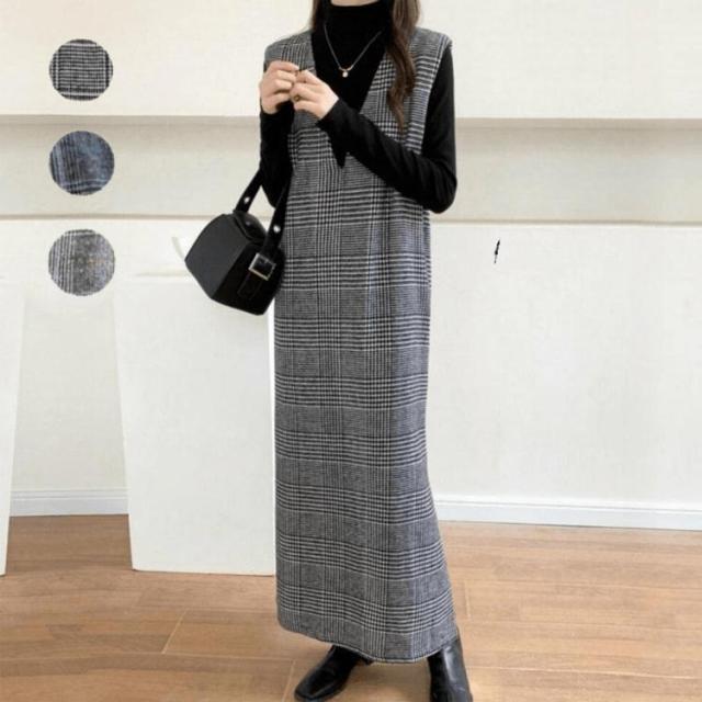 Wim Gazette グレンチェック Vジャンスカ S ワンピース Whim Gazette