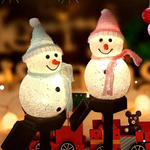 4本セット 雪だるま ソーラー ガーデンライト クリスマス オーナメント