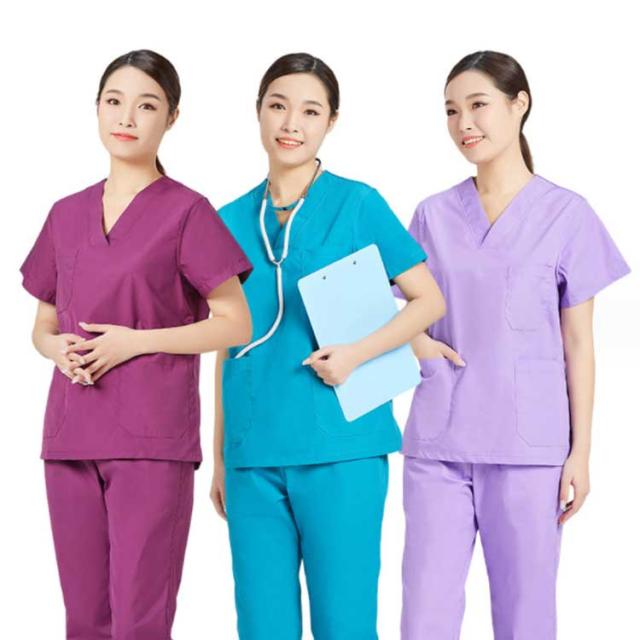 スクラブ 白衣 上下セット 男女兼用 半袖 医療用 大きいサイズ