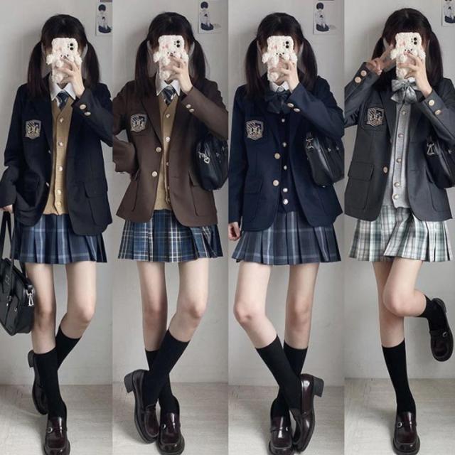 中学用 ブレザー ベスト スカート セット コスプレ 制服 女子高生 制服セット 6点セット 女の子 入学式 卒業式 スーツ