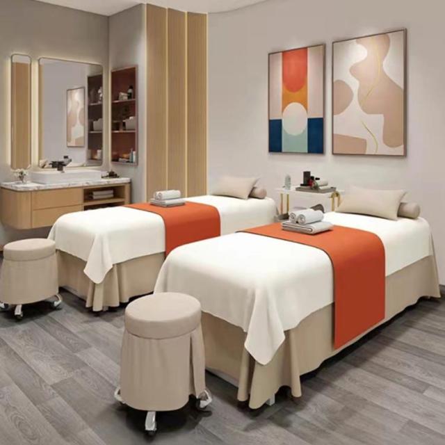 養生 SPA エステベッドカバー 洋式和式兼用 四季通用 布団カバー マッサージ専用 ボックスシーツ 枕カバー マッサージベッドカバー 寝具セット サロン専用 整体ベッドカバー ベッドカバーセット 防ダニ マッサージテーブル 椅子カバー 美容室用 4点セッ_2