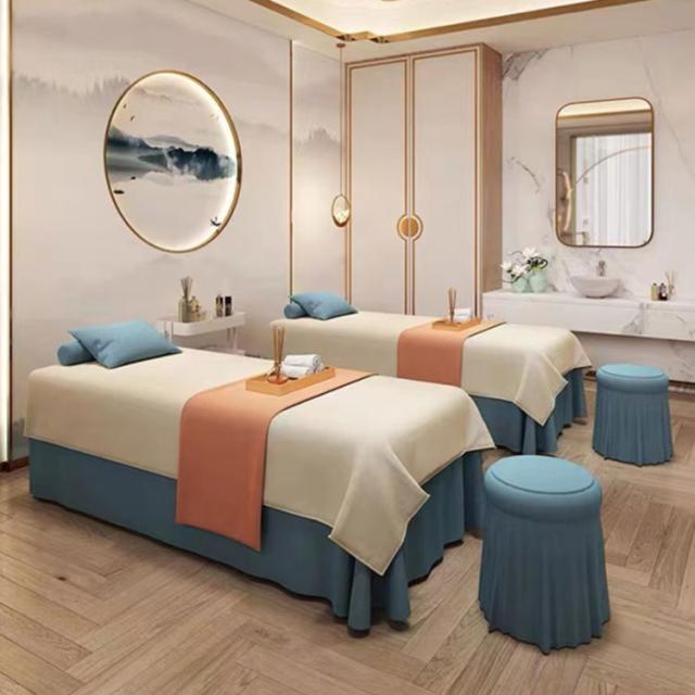 養生 SPA エステベッドカバー 洋式和式兼用 四季通用 布団カバー マッサージ専用 ボックスシーツ 枕カバー マッサージベッドカバー 寝具セット サロン専用 整体ベッドカバー ベッドカバーセット 防ダニ マッサージテーブル 椅子カバー 美容室用 4点セッ_4