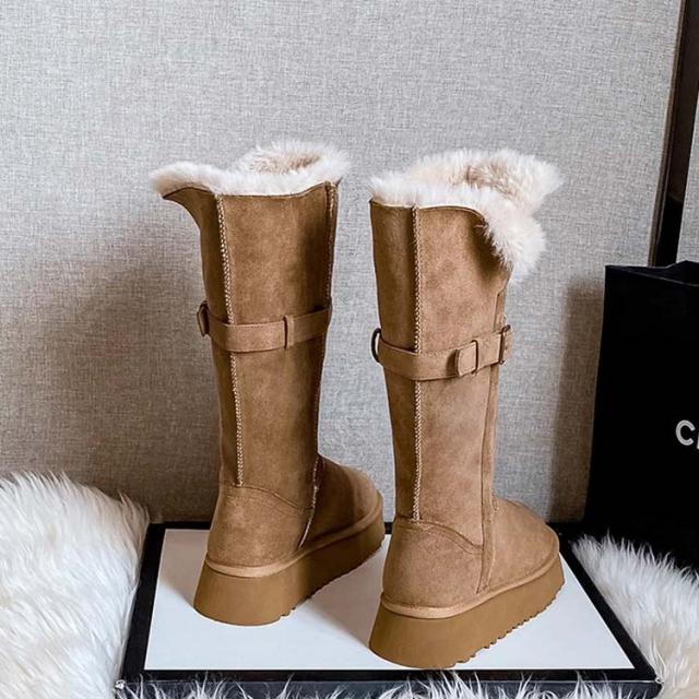 UGG ベージュ 厚底ファー付きムートンブーツ サイズ#24cm #冬は暖かく