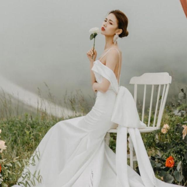 キャミソールドレス トレーン付きドレス ウエディング ウェディング