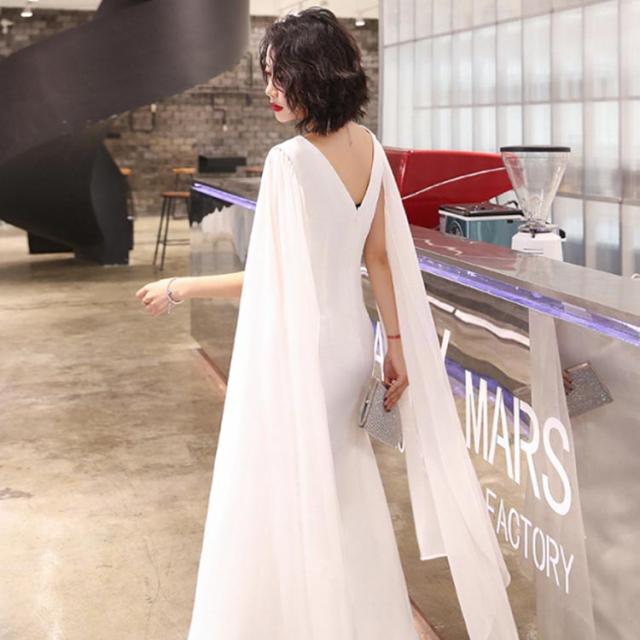 袖 ワンピース ラッパ パーティー パーティードレス ロング ロングドレス スリム シルエット ワンピース ドレス 披露宴 スレンダーライン スカート タイトロング丈 大人気 結婚式 スリム