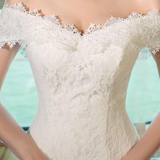 マーメイドライン トレーン付き ホワイト ドレス ウェディング