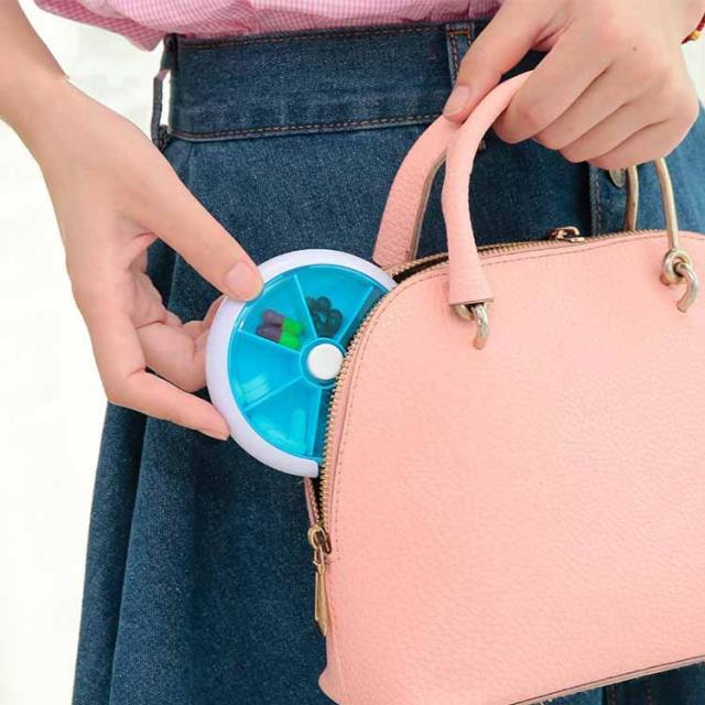 1週間分 サプリケース くすり入れ 回転式 ポータブルピルケース