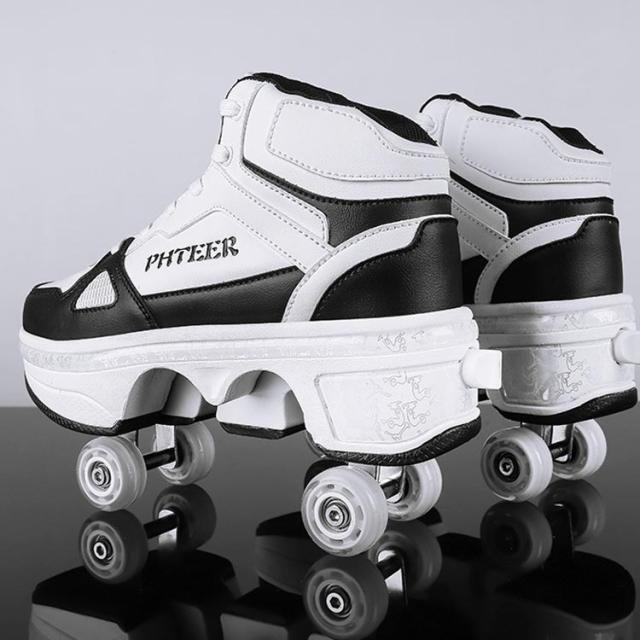 子供 22.0cm〜 メンズ ローラーシューズ 大人 ホワイト ローラーシューズ レディース 靴 ローラースケート 通気性 2way 26.5cm 男の子 ニーカー 女の子 ローラースケート ローラースニーカー 学生 カコイイ 送料無料 黒 白 ブラック キッズ