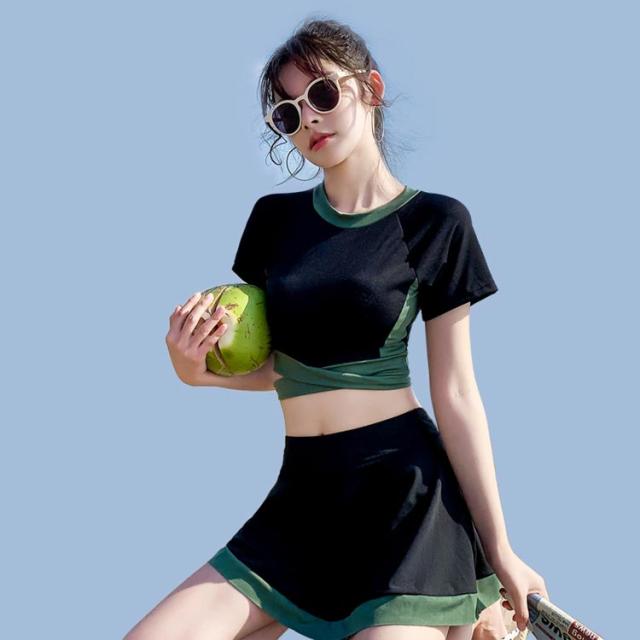 リボン付きセパレート水着セット リボン セパレート 水着 セット 女子 高校生 半袖 ビキニ 2点