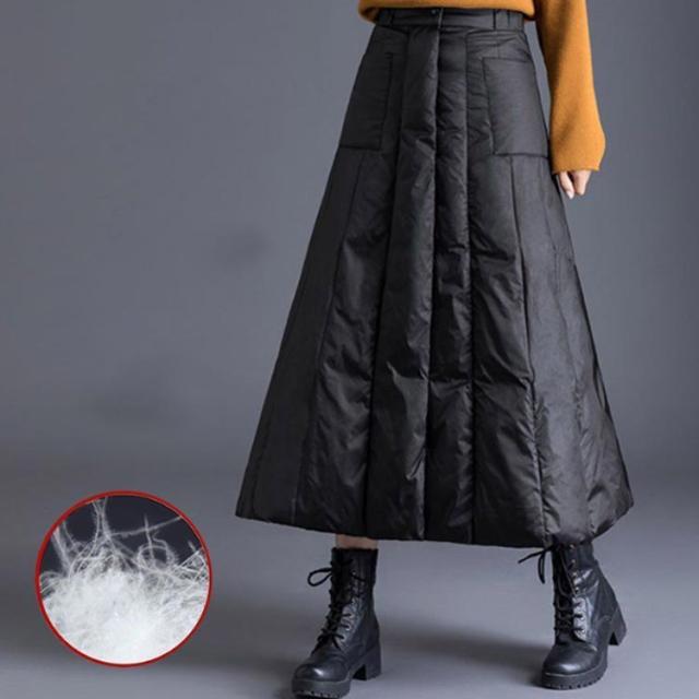 ロングスカート 巻き ダウン ハイウェスト ダウン 暖かい 秋冬 ダウン