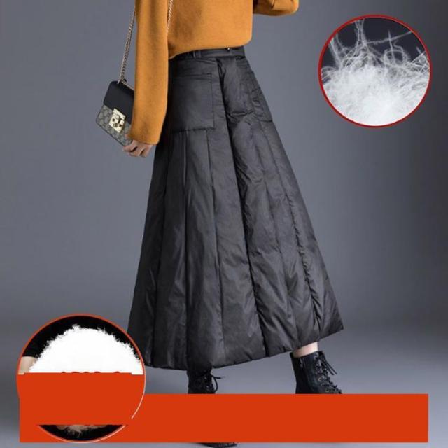 ロングスカート 巻き ダウン ハイウェスト ダウン 暖かい 秋冬 ダウン