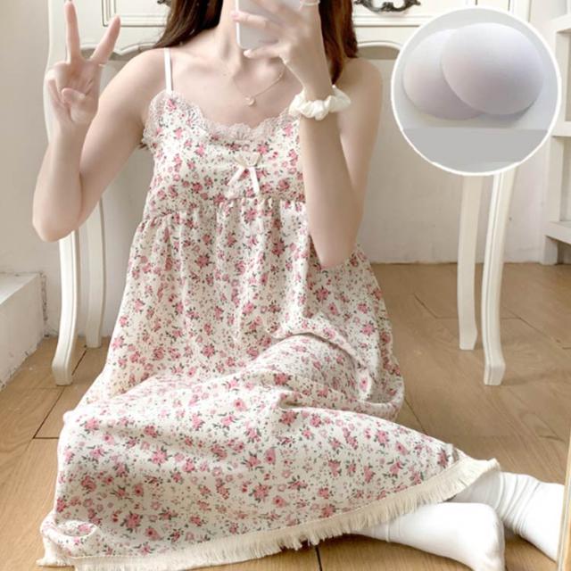 袖なし パッド付き 膝丈 レディース 夏 キャミソールワンピース 可愛い パジャマ 夏 カップ付き かわいい 春 ルームウェア 秋 パッド付き ネグリジェ 部屋着 ナイトウエア 寝間着 女性用 ゆったり 総柄 シンプル ワンピースの通販は - PhoenixSHOP au