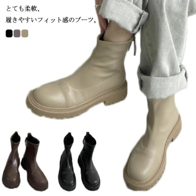 レディース ストレッチ　ラウンドヒール 黒 ローヒール スクエアトゥ 太ヒール ブラック ショートブーツ レディース 靴 ショート ブラウン　ゲレー　 チャンキーヒール ストレッチブーツ 冬 ウィンター ブーツの通販は