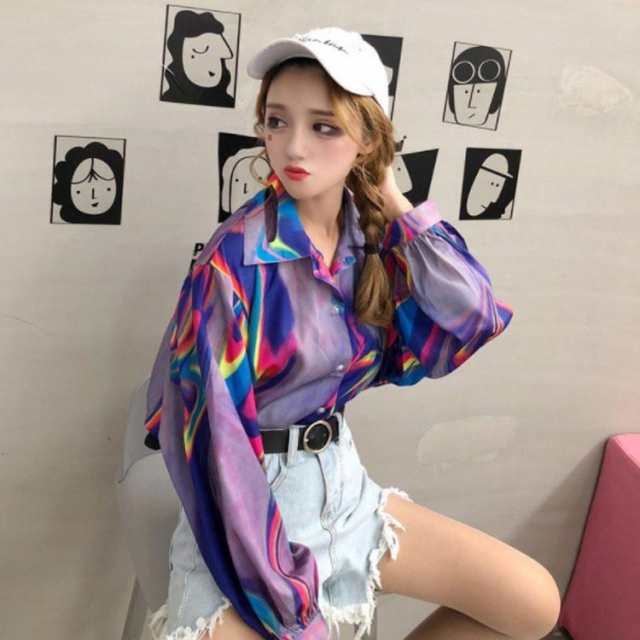 奇抜 長袖シャツ ブラウス 原宿系 ファッション 個性的 派手 服 ヒップ