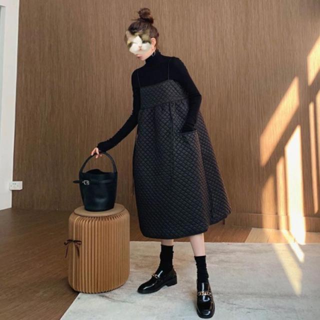 美品✨キルティング MACHATT ジャンパースカート ワンピース キャメル F MACHATT マチャットキルティングジャンパースカート