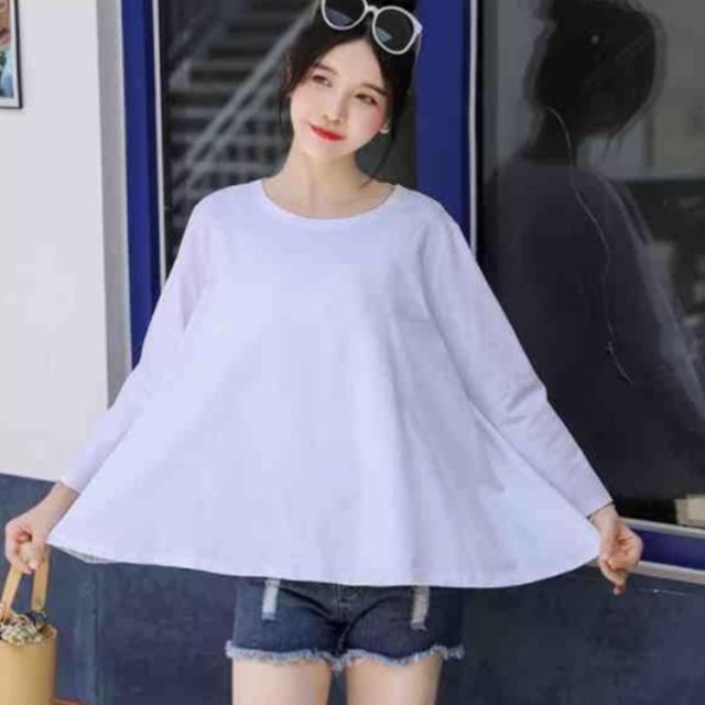 裾フレア Tシャツ 長袖Tシャツ 長袖カットソー フレア プル