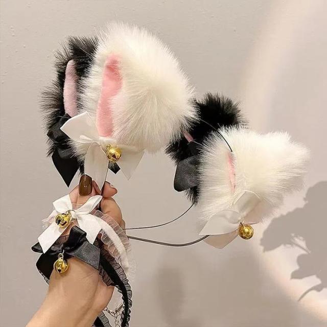 カチューシャ 鈴付き リボン 耳 首飾り チョーカー 子供 ねこみみ 首輪