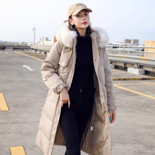 フェイクファー 20代 冬 アウター ダウンジャケット ロング丈 防寒