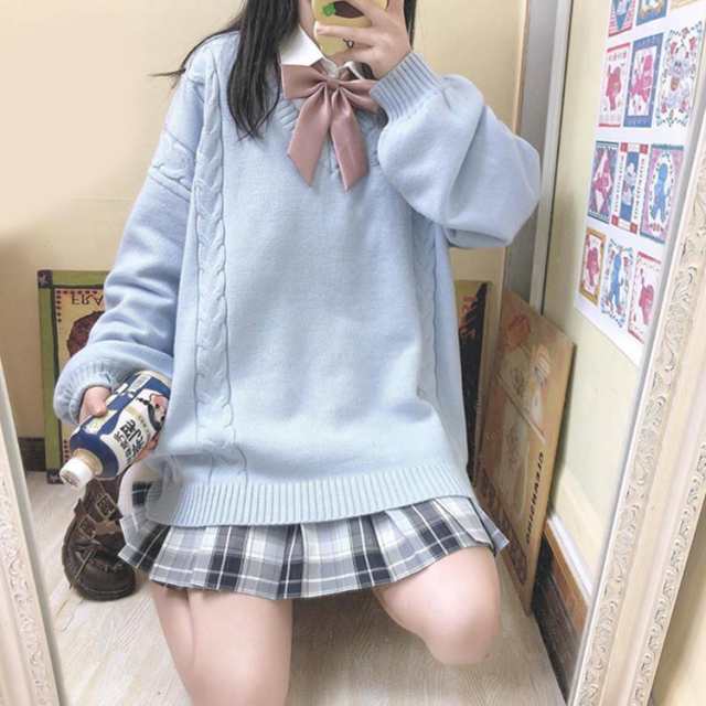 スクールセーター 高校生 セーラー服 紺 高校 ニット 中学生 ケーブル