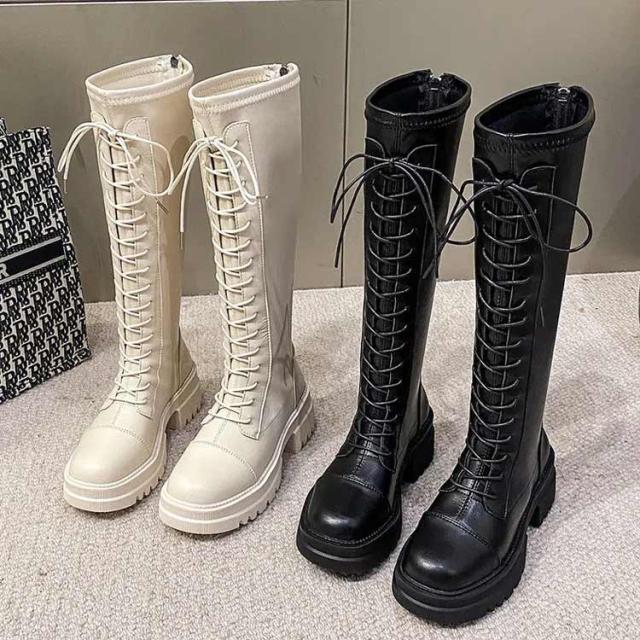 フラット底 バックファスナー 撥水 レディース コンバットブーツ