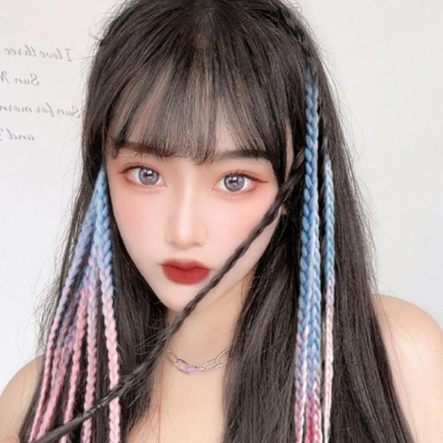 編み込みエクステ メッシュカラー　ロングストレート エクステ 5本セット カラー ウィッグ ワンタッチ グラデーション