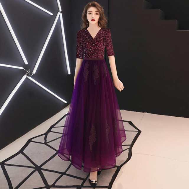 パーティードレス 発表会 ドレス 大人 スパンコール ロング丈 楽天市場】【XS~3XL】パーティードレス 結婚式 ロングドレス