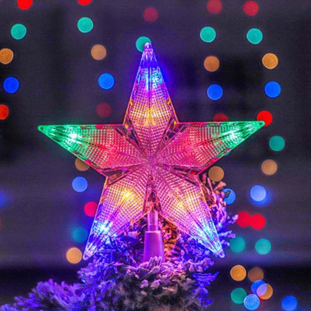 ライト 人気 クリスマスツリー装飾 デコレーション トップスター 虹色