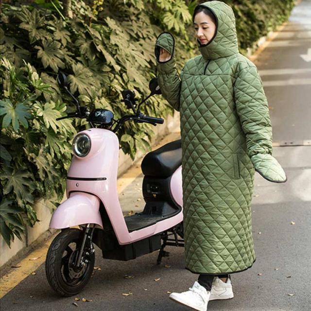 バイク防寒カバー 全身カバー 裏起毛 ポケット付き ロングコート
